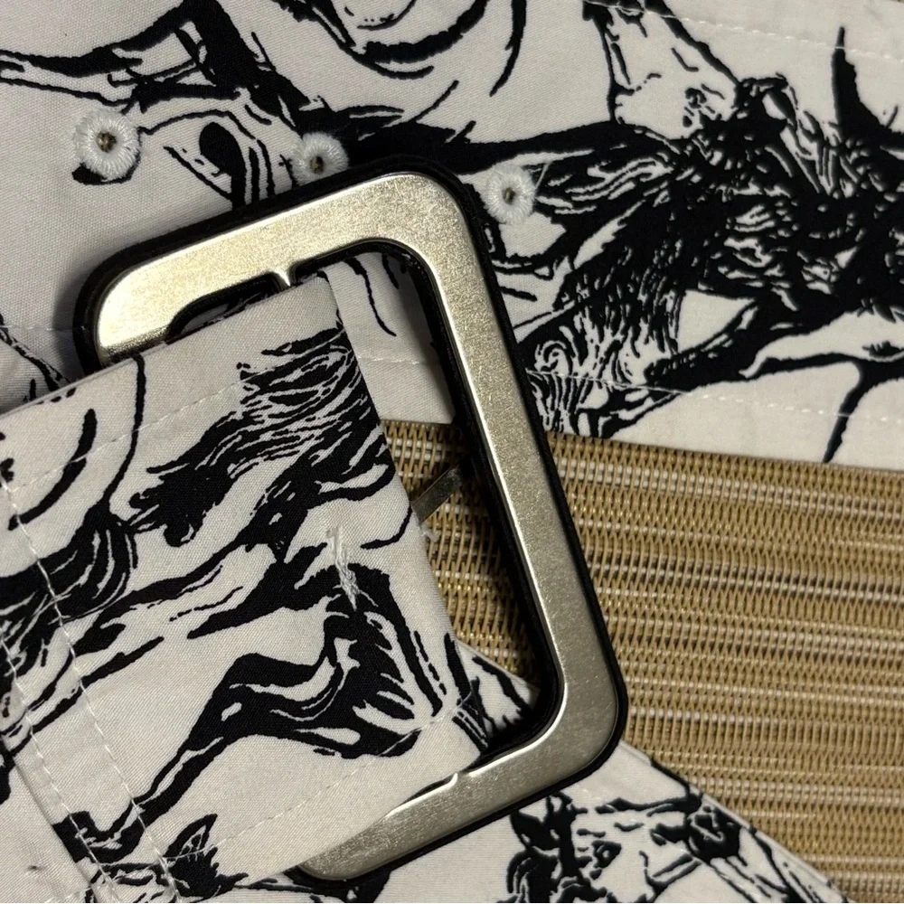 Equestrian Wild Horse White & Black Adjustable Belt Contemporary Modern